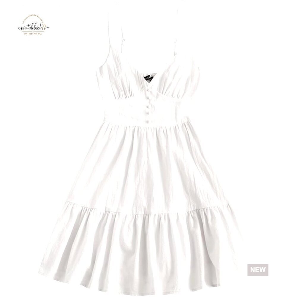 Mini Sundress with Spaghetti Straps V-Neck Backless A-Line Summer Casual